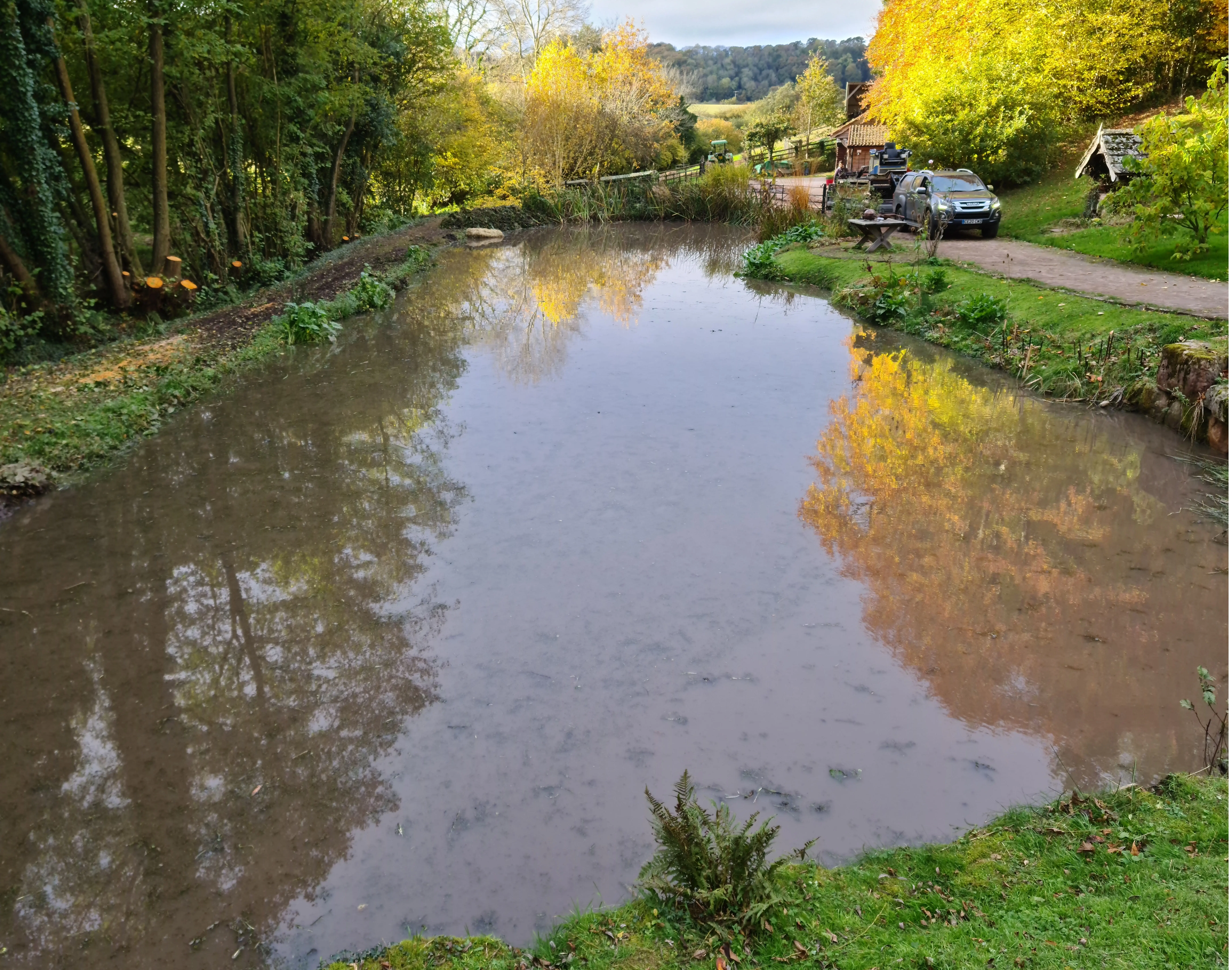 Private pond following excavation and habitat creation