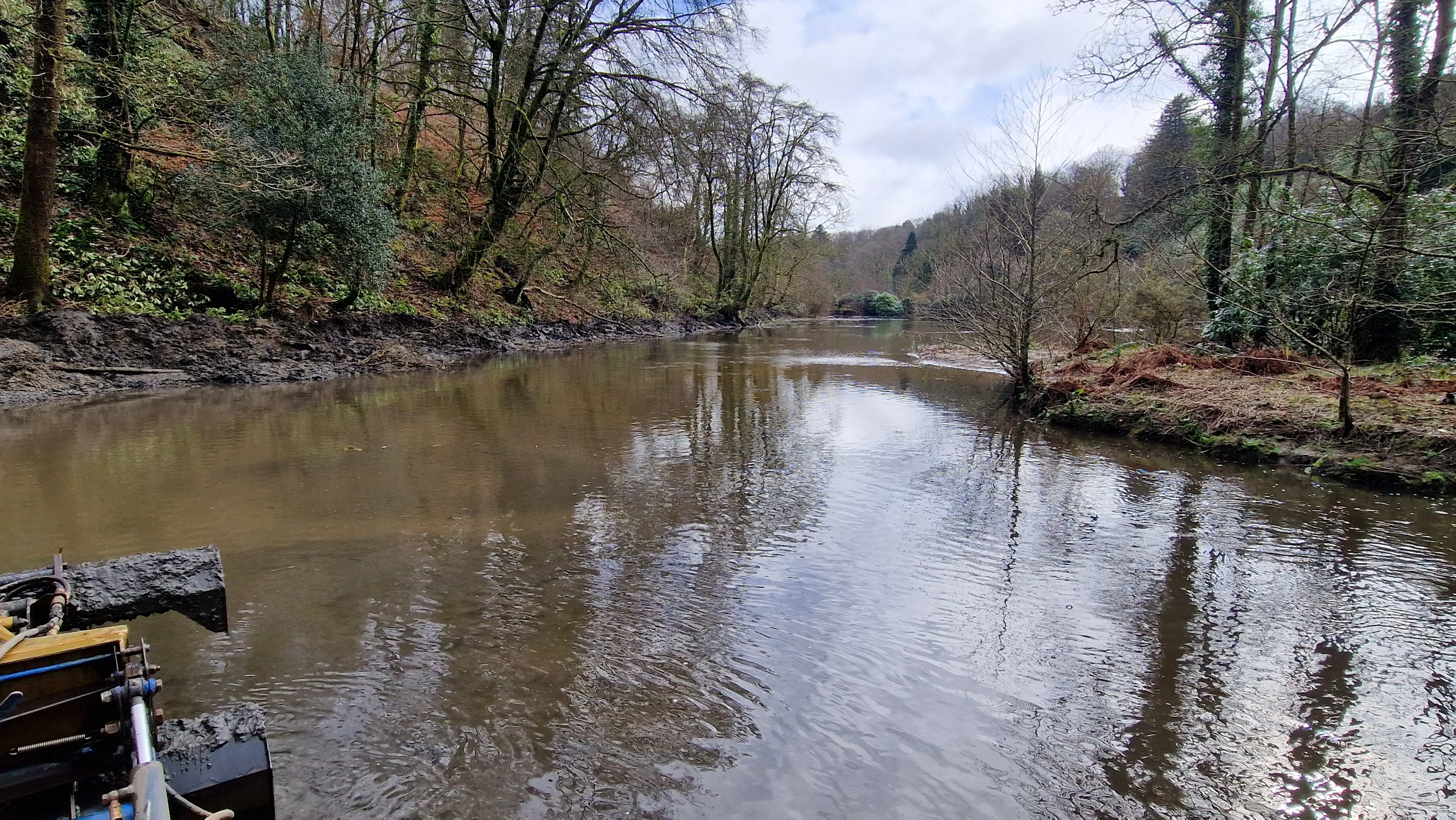 Cleared and deeper river channel following excavation