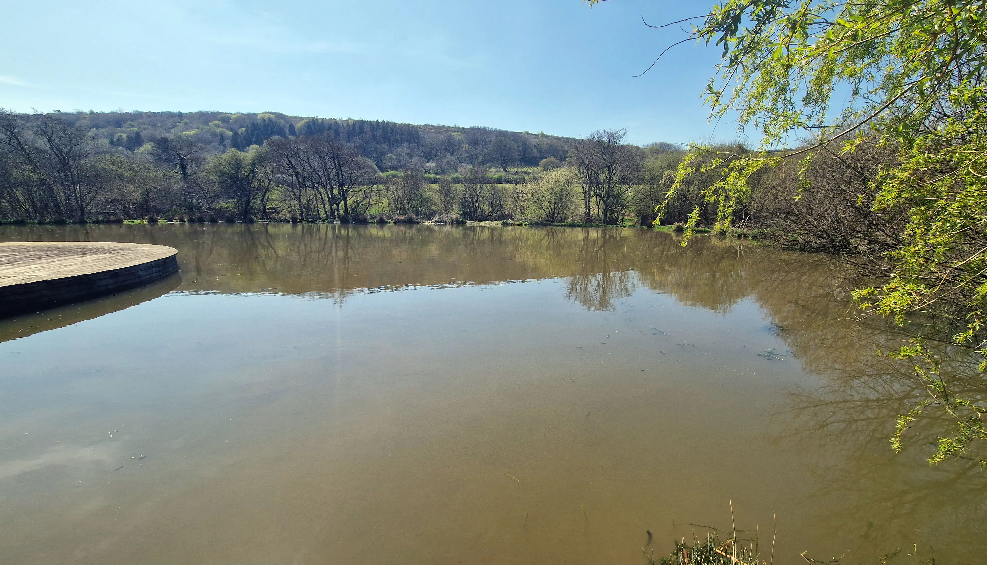 Swimming lake following algae and curly water weed removal