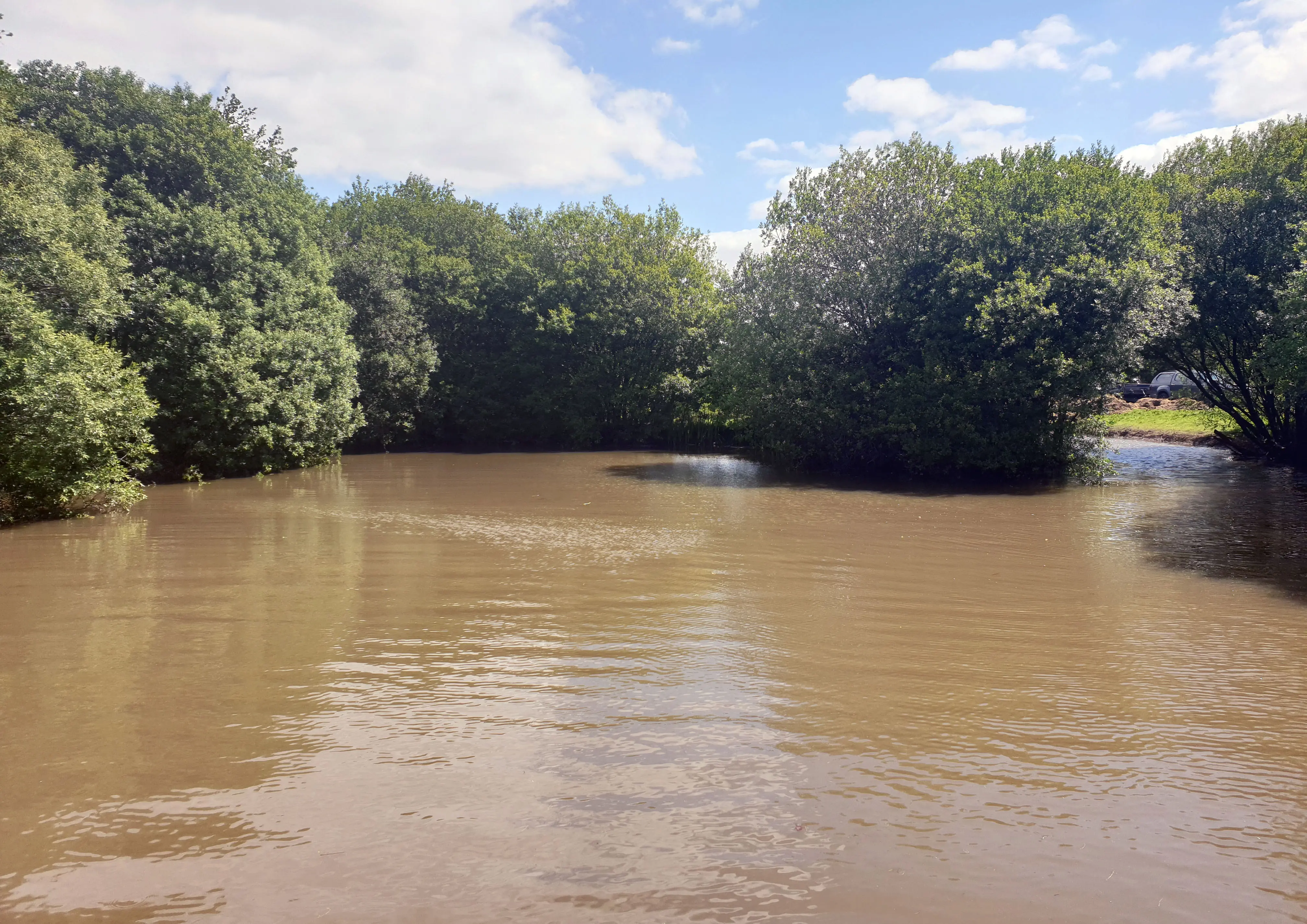 Footgolf course waterbody following water soldier removal